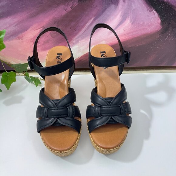 Korks by Kork-Ease Dee Sandals Strappy Wedge Heel Platforms in Black 10 - Picture 7 of 11